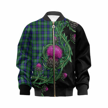 Douglas Tartan Kid Bomber Jacket Resilient Scottish Thistle Kid XS - Tartan Vibes Clothing