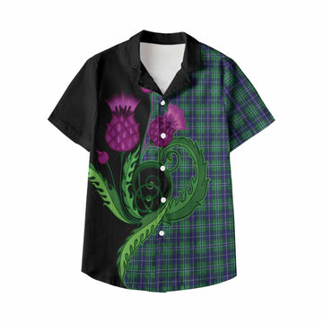 Douglas Tartan Kid Hawaiian Shirt Traditional Scottish Thistle