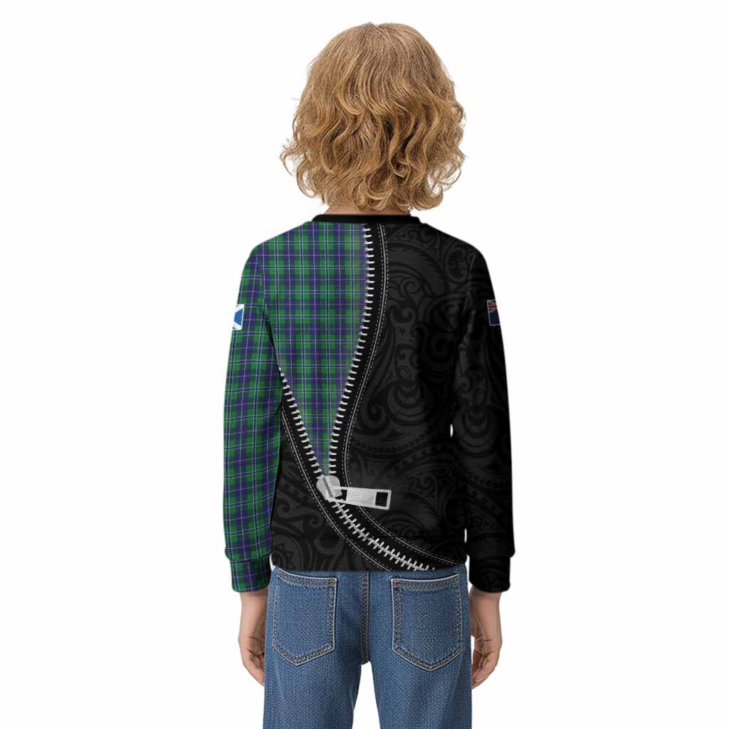 Douglas Tartan Kid Knitted Sweatshirt New Zealand Pattern Unique Zipper Stylized