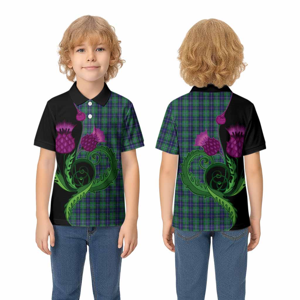 Douglas Tartan Kid Polo Shirt Traditional Scottish Thistle