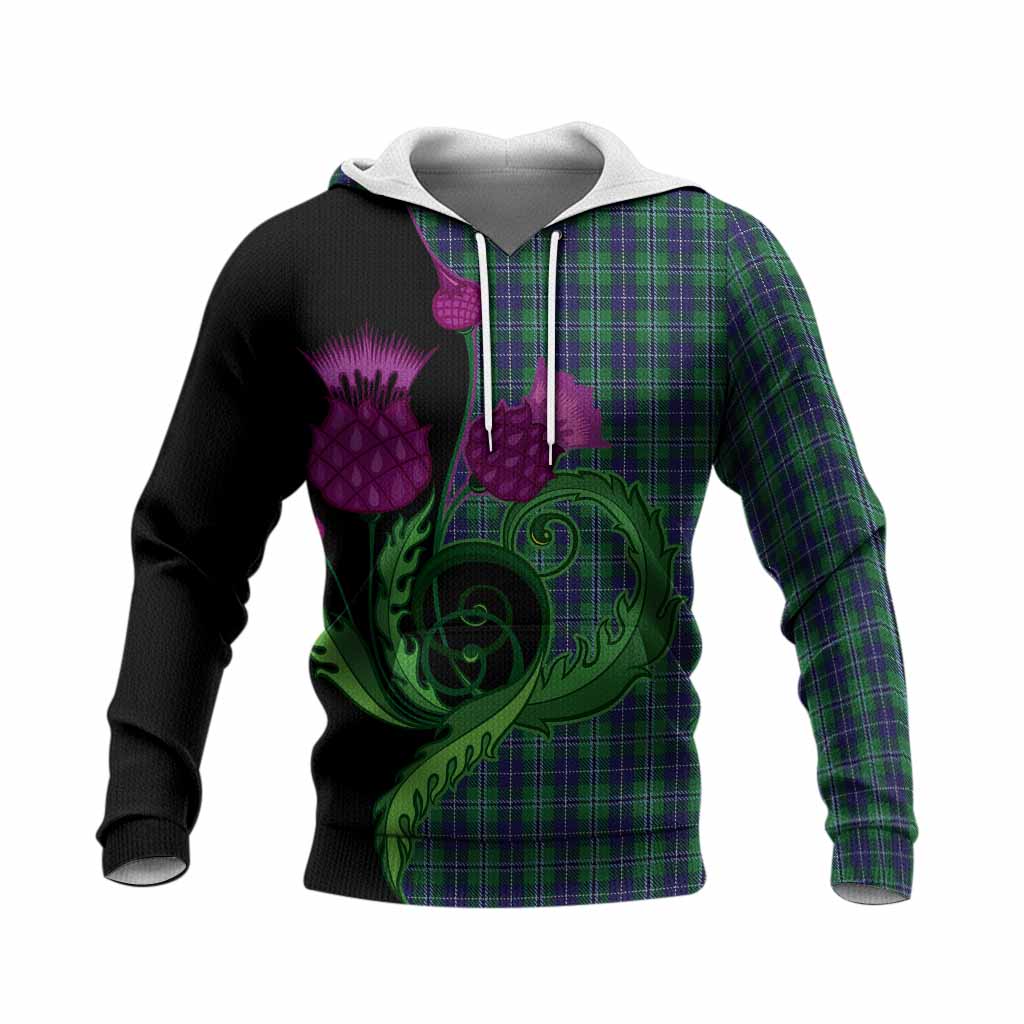 Douglas Tartan Knitted Hoodie Traditional Scottish Thistle