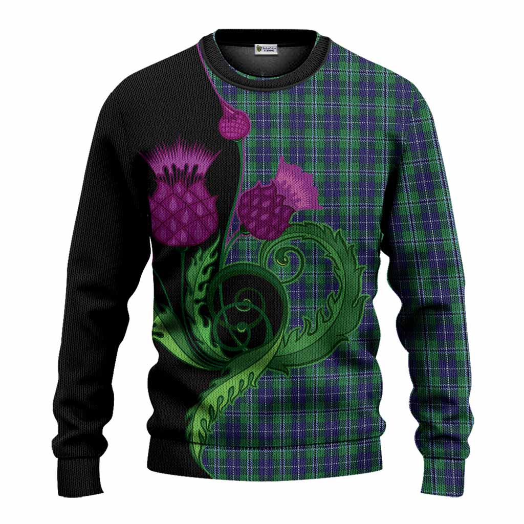 Douglas Tartan Knitted Sweater Traditional Scottish Thistle