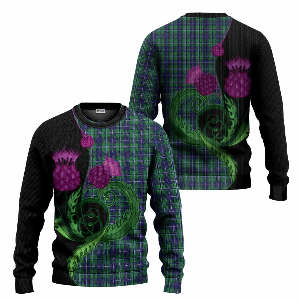 Douglas Tartan Knitted Sweater Traditional Scottish Thistle