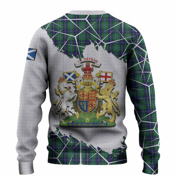 Douglas Tartan Knitted Sweater with Family Crest and Lion Rampant Grunge Style