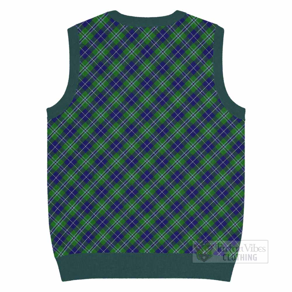 Douglas Tartan Knitted V-Neck Vest with Family Crest Cross Style