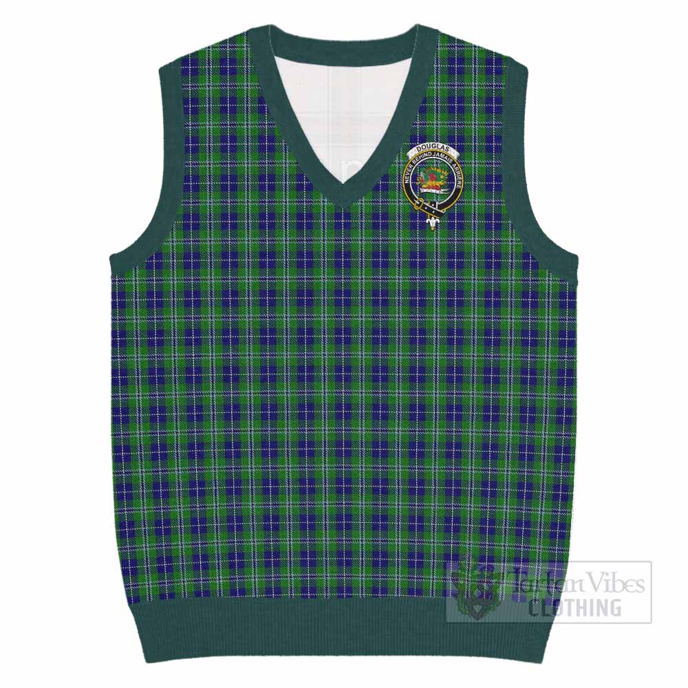 Douglas Tartan Knitted V-Neck Vest with Family Crest - Tartan Vibes Clothing