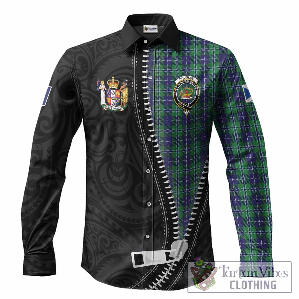 Douglas Tartan Long Sleeve Button Shirts New Zealand Pattern Unique Zipper Stylized