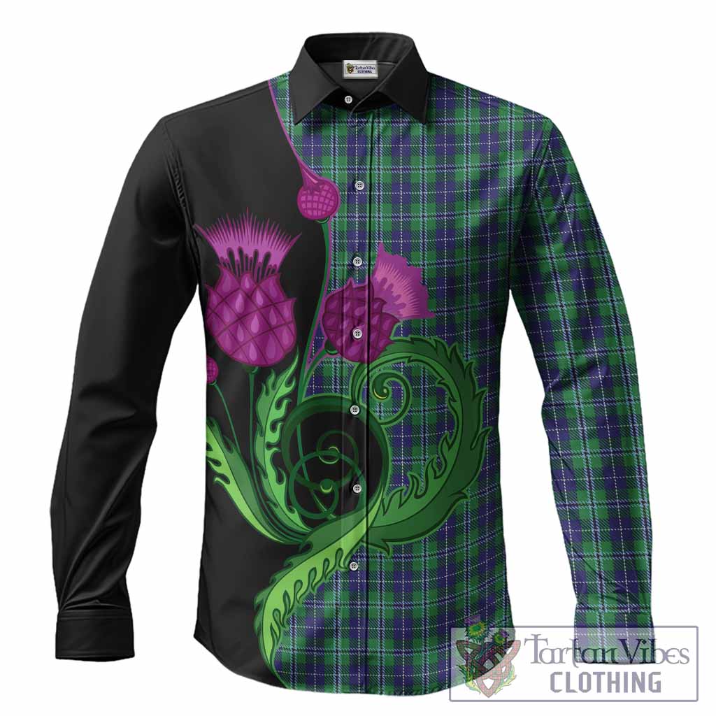 Douglas Tartan Long Sleeve Button Shirts Traditional Scottish Thistle