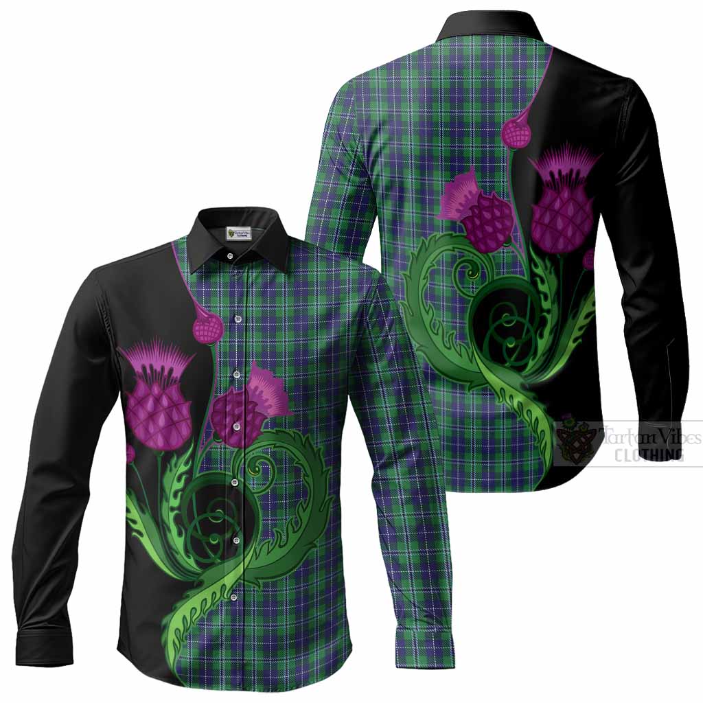 Douglas Tartan Long Sleeve Button Shirts Traditional Scottish Thistle