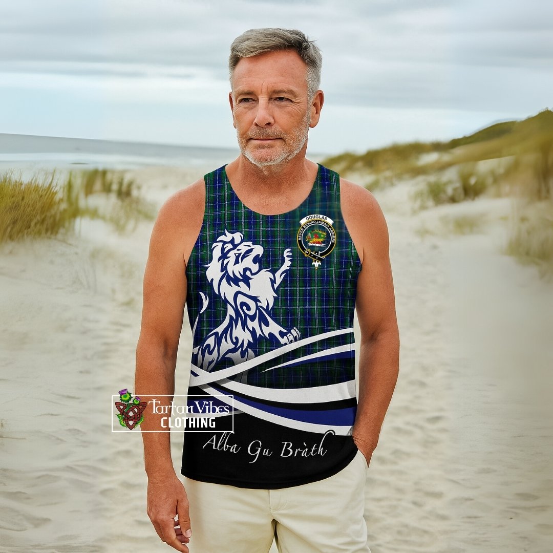 Douglas Tartan Men's Tank Top with Alba Gu Brath Regal Lion Emblem