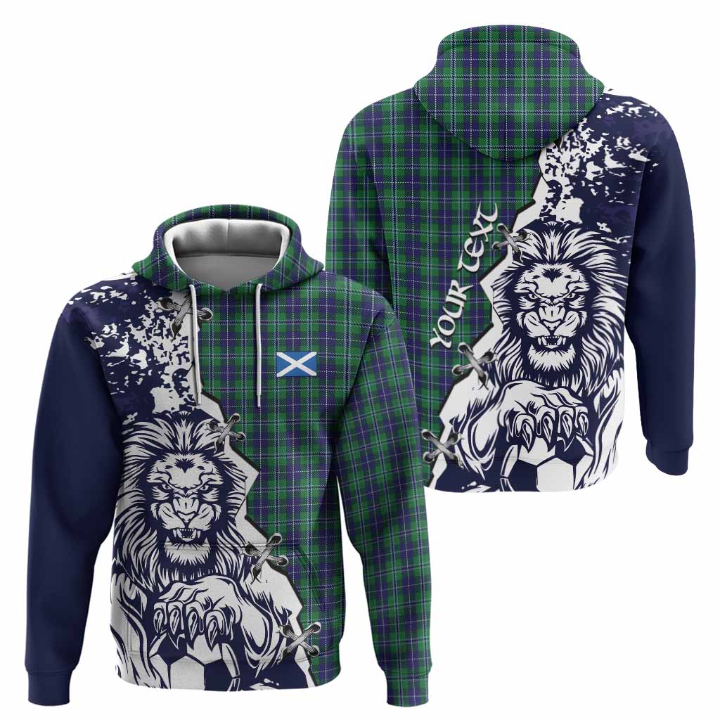 Douglas Tartan Scottish Hoodie Angry Lion With Soccer Ball Style
