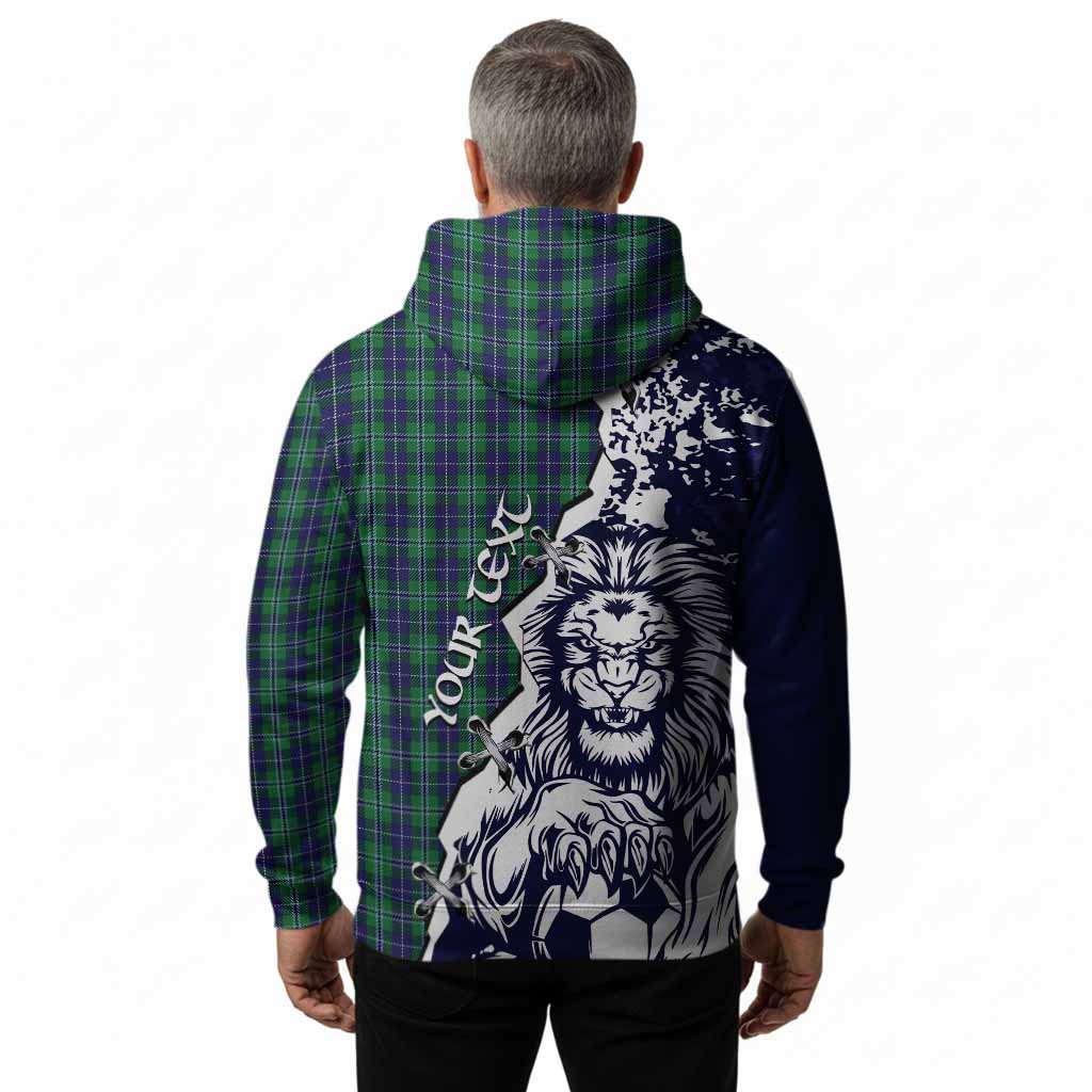 Douglas Tartan Scottish Hoodie Angry Lion With Soccer Ball Style