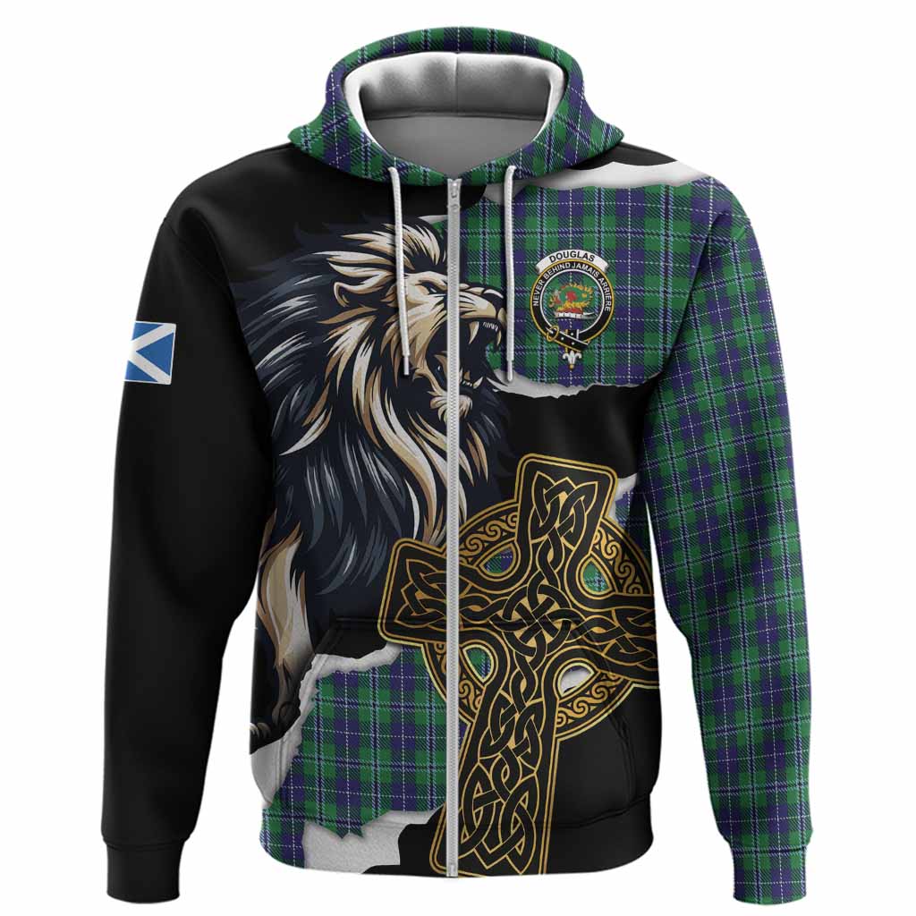 Douglas Tartan Scottish Hoodie Lion Celtic Heritage