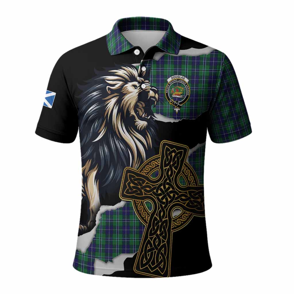 Douglas Tartan Scottish Polo Shirt Lion Celtic Heritage