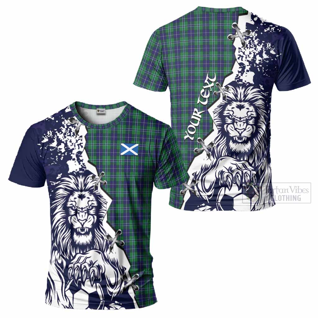Douglas Tartan Scottish T-Shirt Angry Lion With Soccer Ball Style