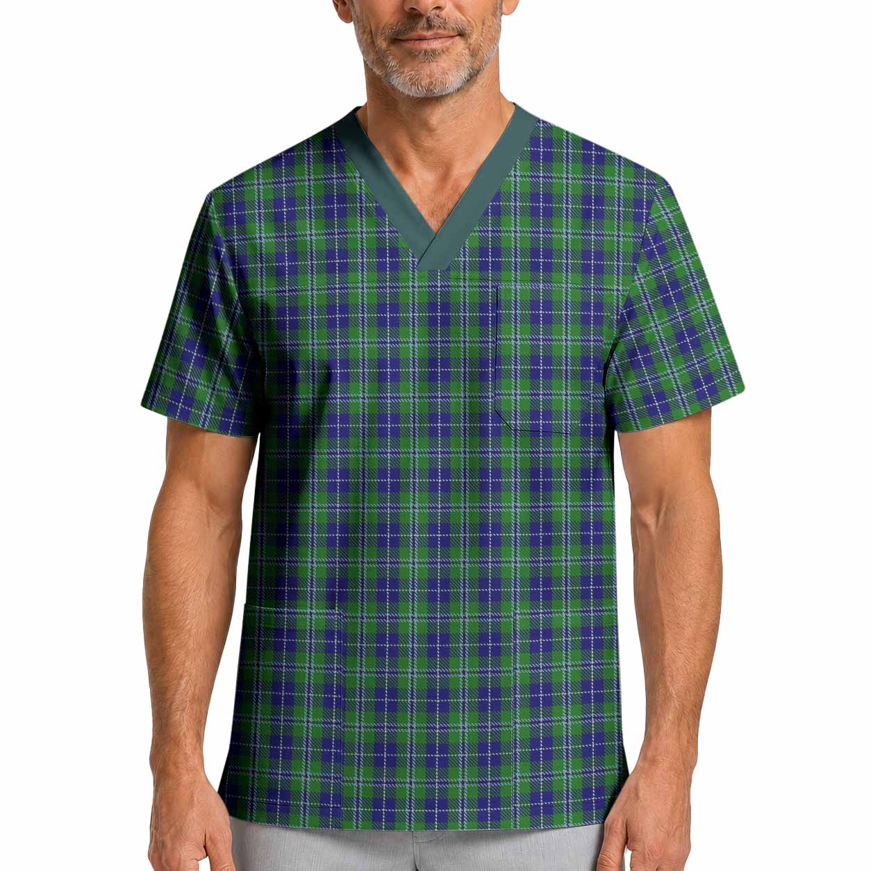 Douglas Tartan Scrub Top XL - Tartan Vibes Clothing
