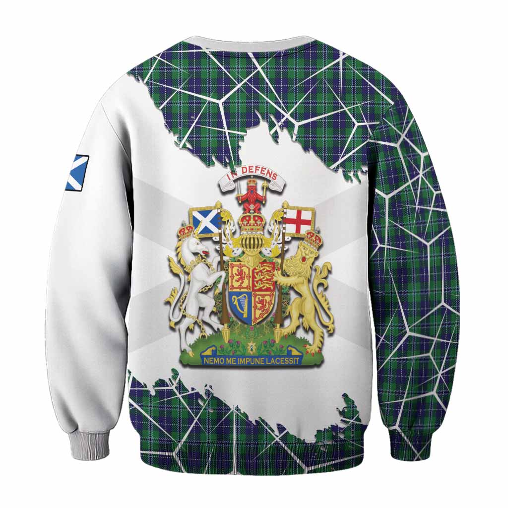 Douglas Tartan Sweatshirt with Family Crest and Lion Rampant Grunge Style