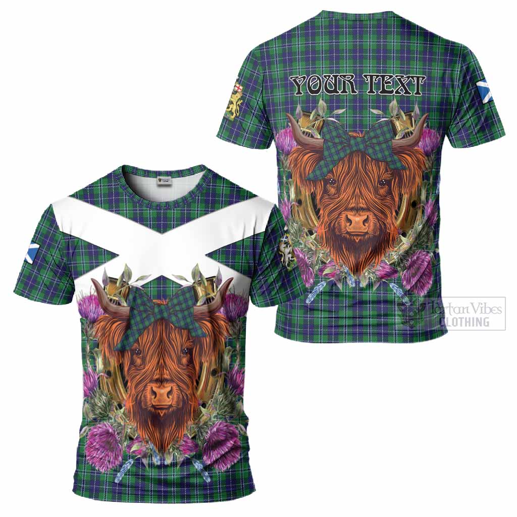 Douglas Tartan T-Shirt Scottish Thistle Heilan Coo