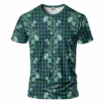 Douglas Tartan T-Shirt Seamless Scottish Thistle Flowers