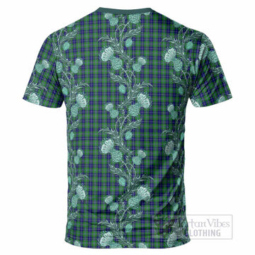 Douglas Tartan T-Shirt Seamless Scottish Thistle Flowers