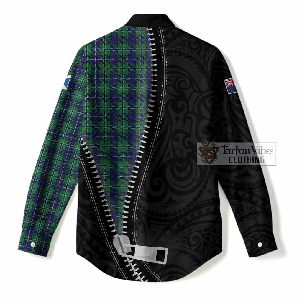 Douglas Tartan Women Casual Shirt New Zealand Pattern Unique Zipper Stylized