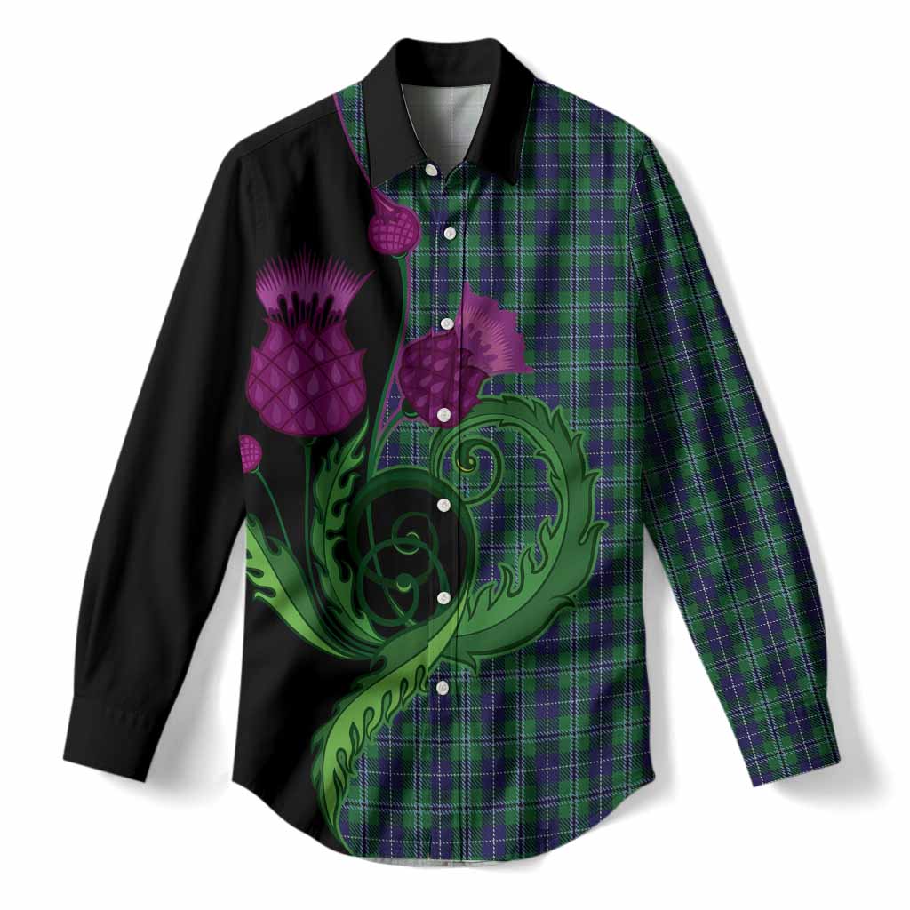 Douglas Tartan Women Casual Shirt Traditional Scottish Thistle