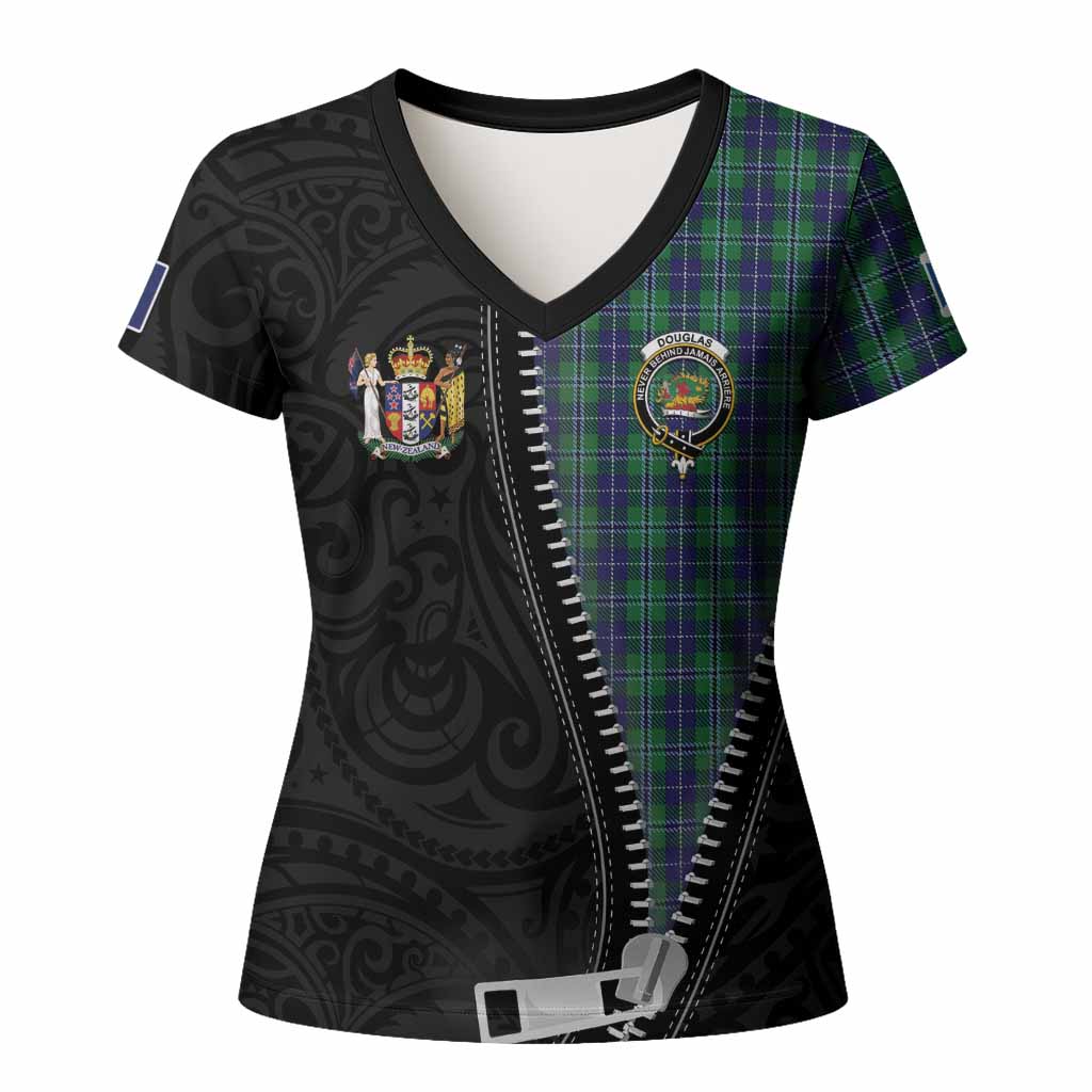 Douglas Tartan Women T shirt New Zealand Pattern Unique Zipper Stylized