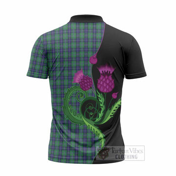 Douglas Tartan Zipper Polo Shirt Traditional Scottish Thistle