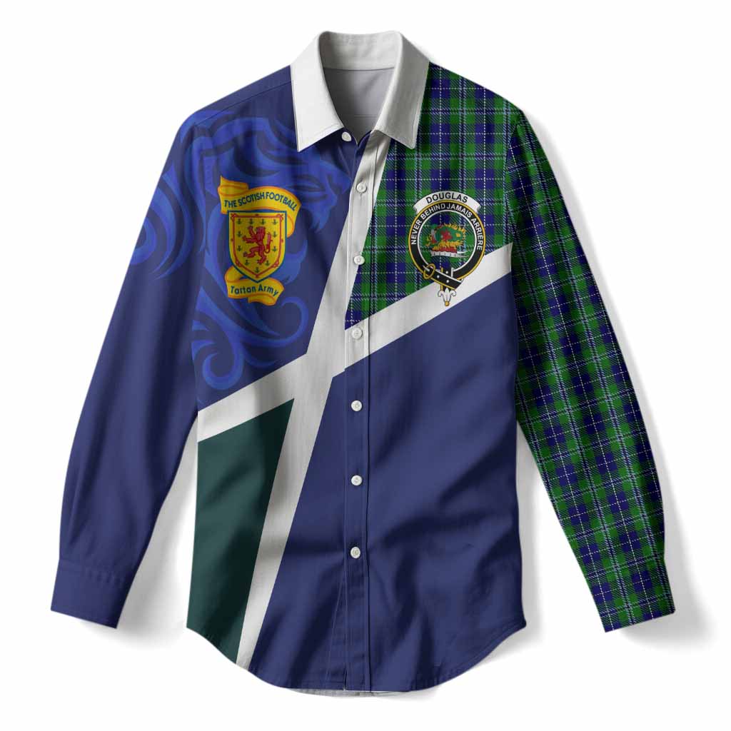 Douglas The Scottish Football Crest Women Casual Shirt Lion-Tartan Army