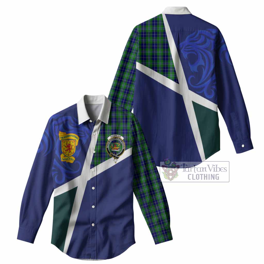 Douglas The Scottish Football Crest Women Casual Shirt Lion-Tartan Army