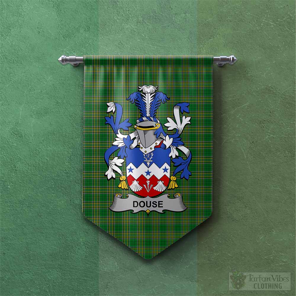 Tartan Vibes Clothing Douse Irish Clan Tartan Gonfalon, Tartan Banner with Coat of Arms