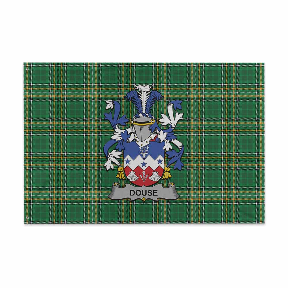 Tartan Vibes Clothing Douse Irish Clan Tartan House Flag with Coat of Arms