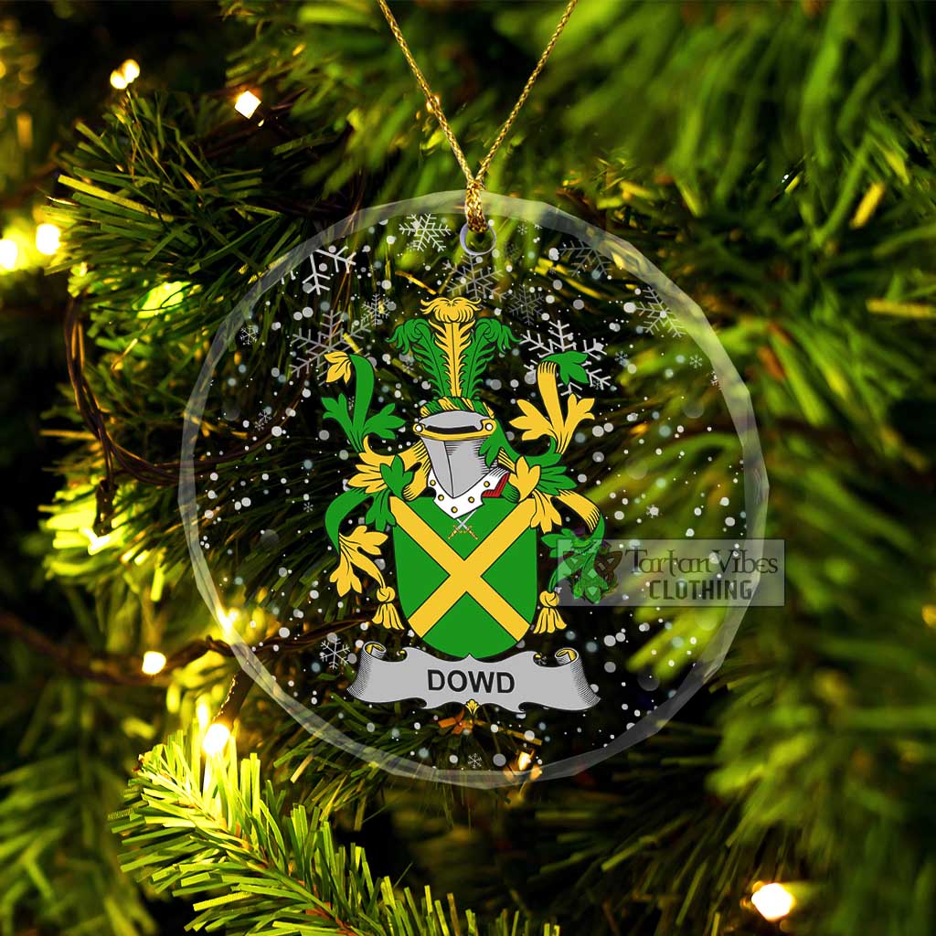 Dowd Irish Clan Christmas Glass Ornament with Coat of Arms Transparent Glass Circle - 2D-tartanvibesclothing