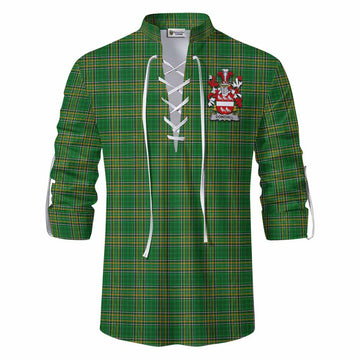 Tartan Vibes Clothing Dowdall Irish Clan Tartan Ghillie Kilt Shirt with Coat of Arms