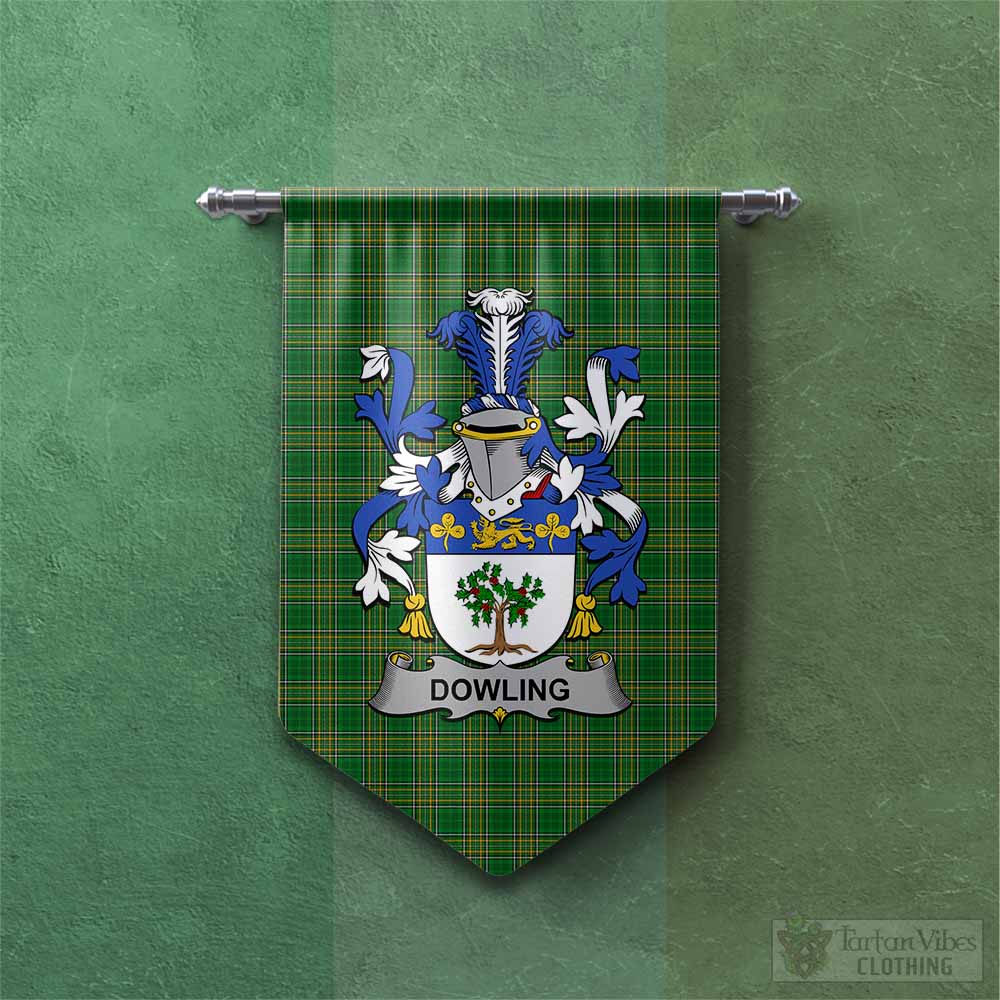 Dowling Irish Clan Tartan Gonfalon, Tartan Banner with Coat of Arms Chevron - Tartan Vibes Clothing