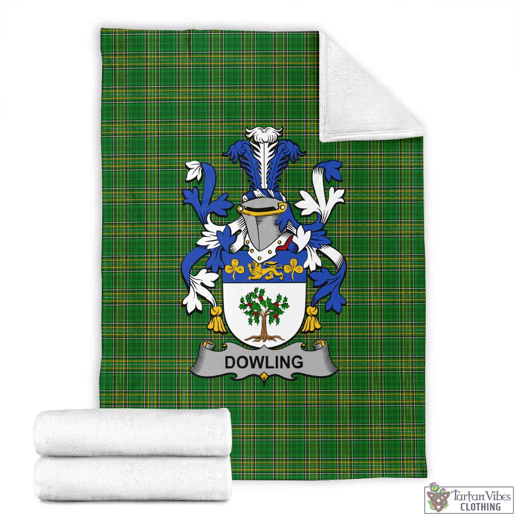 Dowling Irish Clan Tartan Blanket with Coat of Arms X-Large 59 x 79 inches 150 x 200 cm - Tartan Vibes Clothing