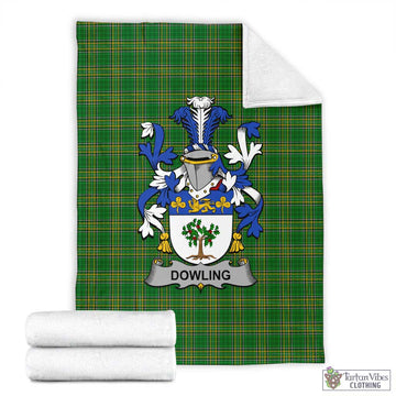 Tartan Vibes Clothing Dowling Irish Clan Tartan Blanket with Coat of Arms