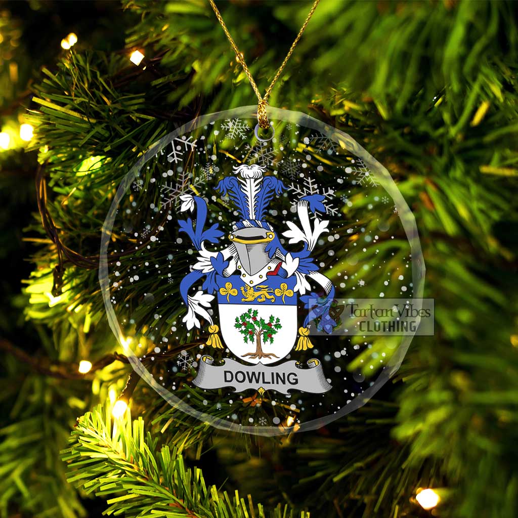 Dowling Irish Clan Christmas Glass Ornament with Coat of Arms Transparent Glass Circle - 2D-tartanvibesclothing