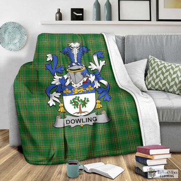 Tartan Vibes Clothing Dowling Irish Clan Tartan Blanket with Coat of Arms