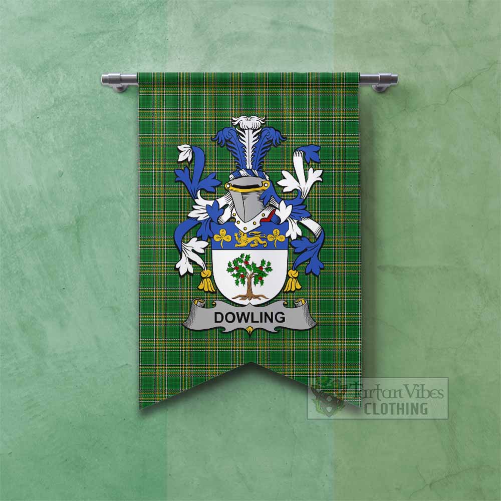 Dowling Irish Clan Tartan Gonfalon, Tartan Banner with Coat of Arms Fishtail - Tartan Vibes Clothing