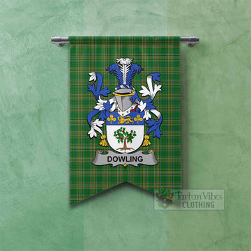 Tartan Vibes Clothing Dowling Irish Clan Tartan Gonfalon, Tartan Banner with Coat of Arms