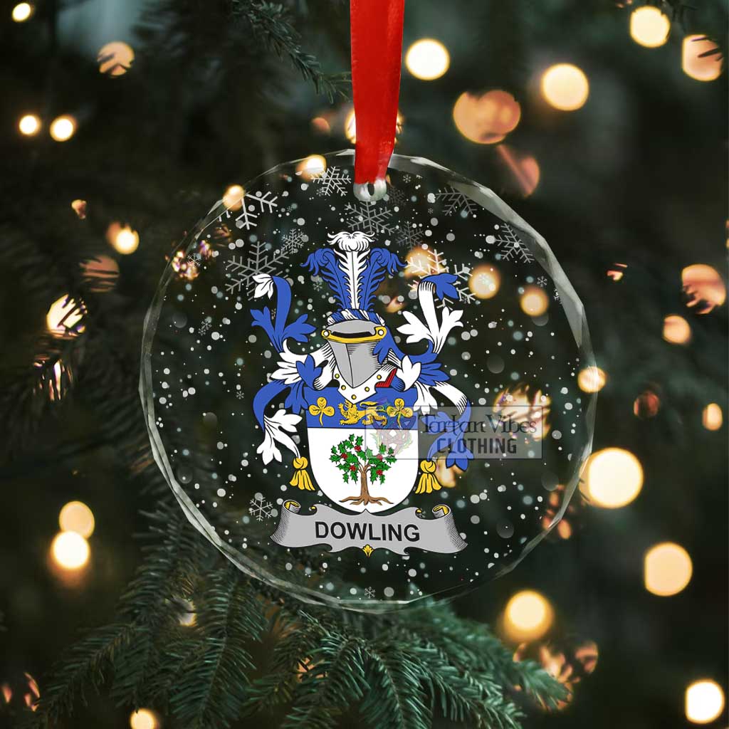 Dowling Irish Clan Christmas Glass Ornament with Coat of Arms - 2D-tartanvibesclothing