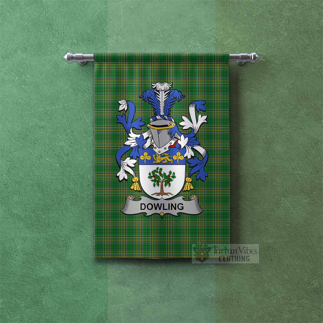 Dowling Irish Clan Tartan Gonfalon, Tartan Banner with Coat of Arms Rectangle - Tartan Vibes Clothing