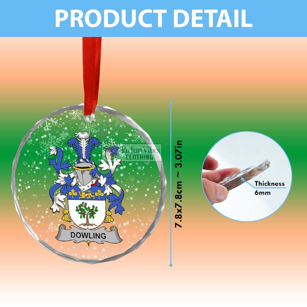 Dowling Irish Clan Christmas Glass Ornament with Coat of Arms - 2D-tartanvibesclothing