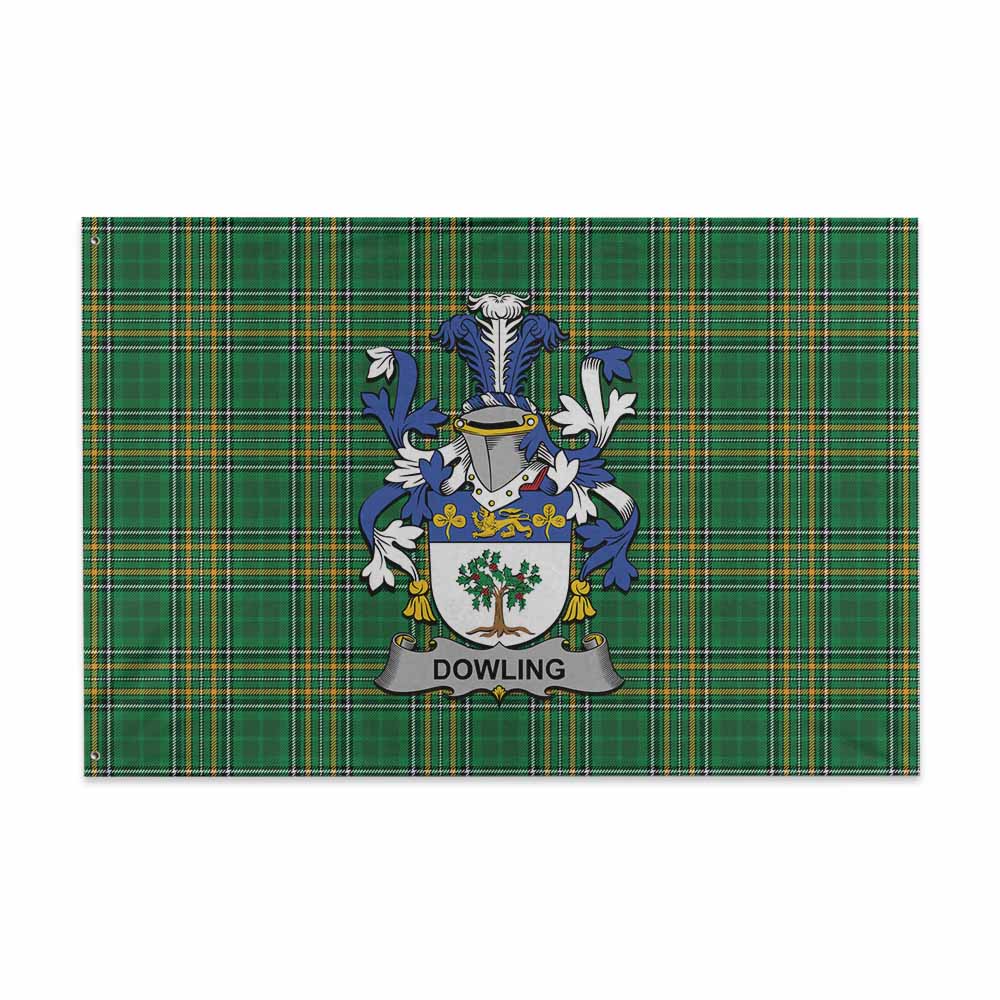 Tartan Vibes Clothing Dowling Irish Clan Tartan House Flag with Coat of Arms