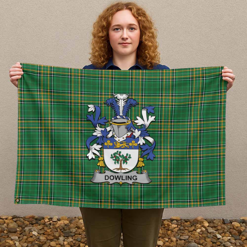Tartan Vibes Clothing Dowling Irish Clan Tartan House Flag with Coat of Arms