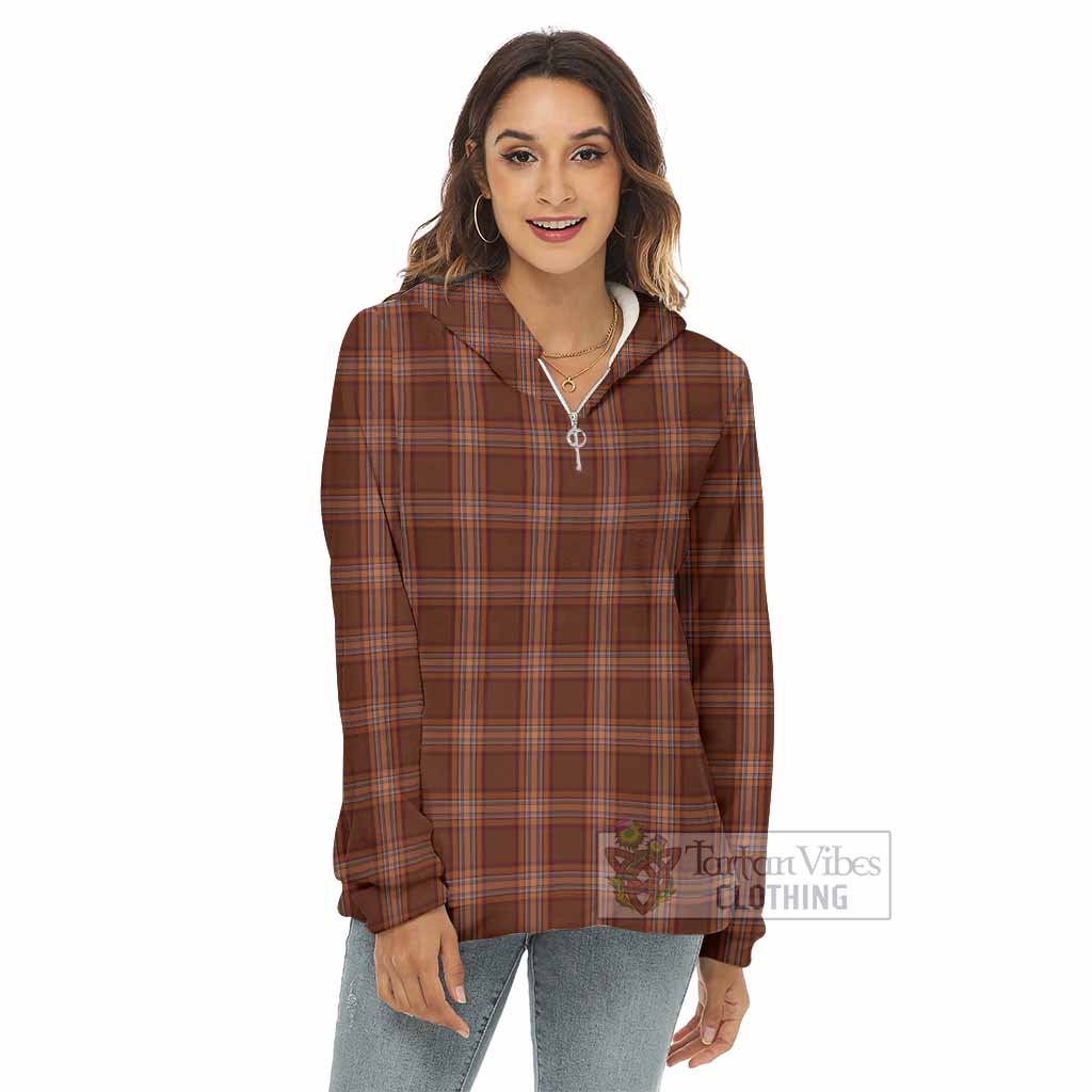 Down County Ireland Tartan Women's Borg Fleece Hoodie with Half Zip - Tartan Vibes Clothing
