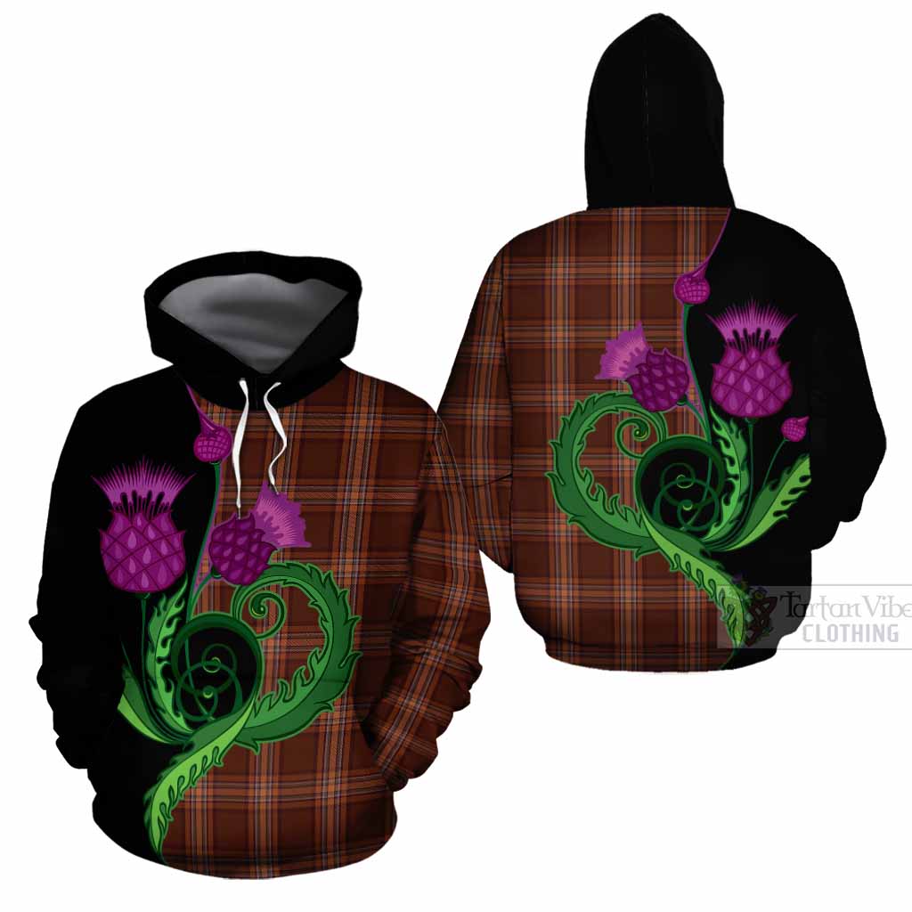 Down County Ireland Tartan Cotton Hoodie Traditional Scottish Thistle