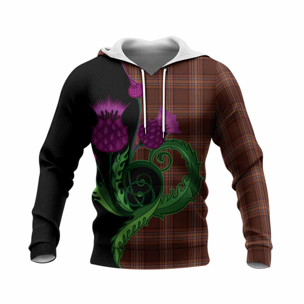 Down County Ireland Tartan Knitted Hoodie Traditional Scottish Thistle
