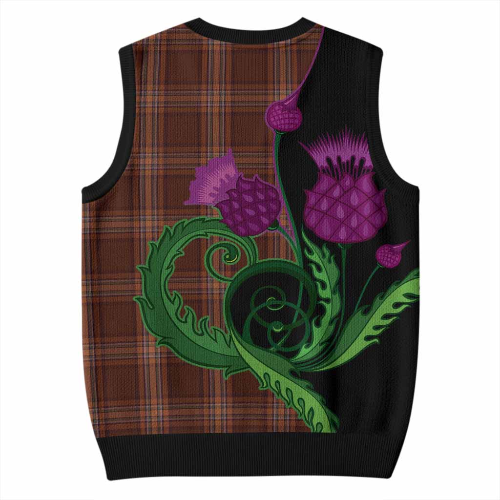 Down County Ireland Tartan Knitted V-Neck Vest Traditional Scottish Thistle